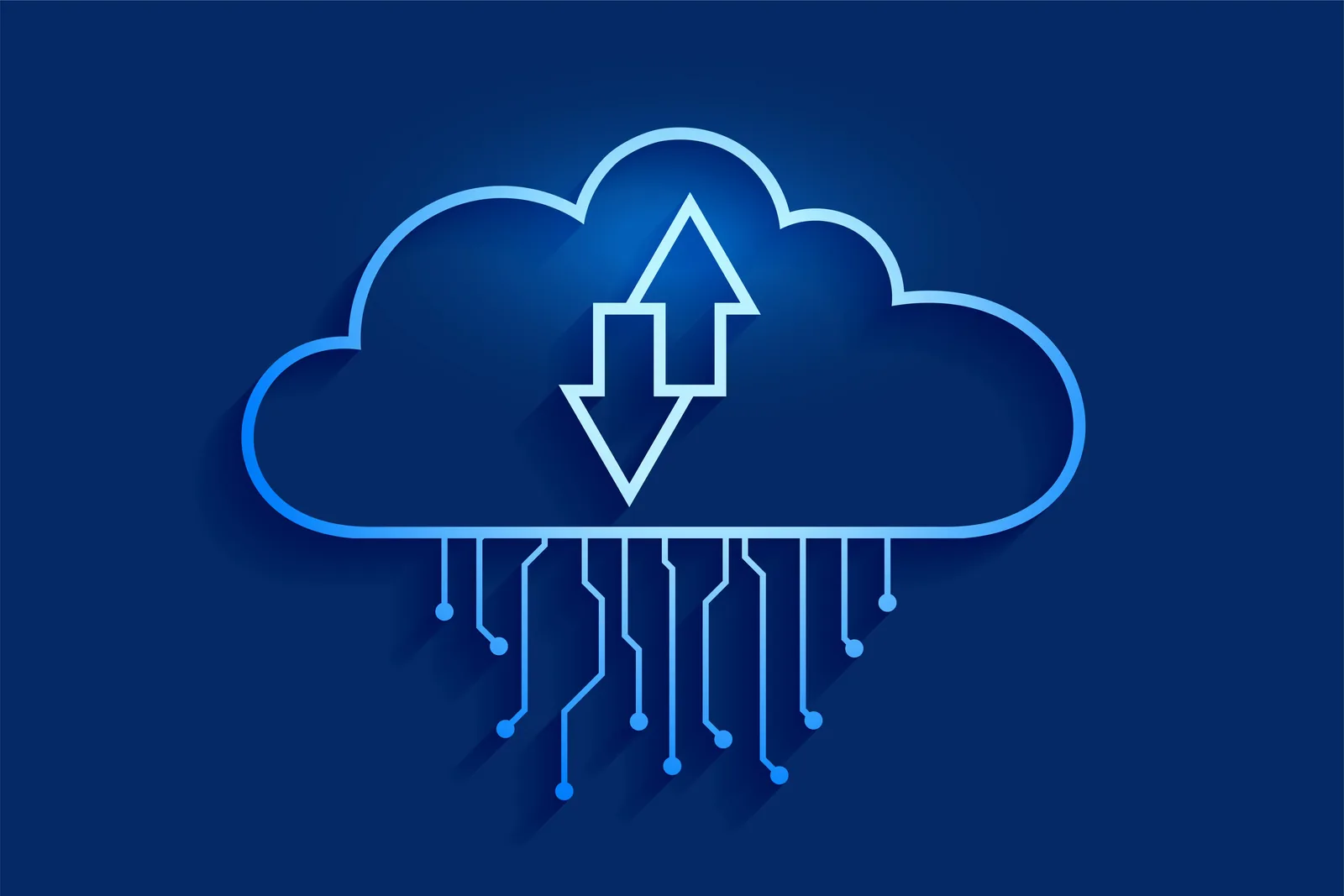 Cloud icon connected to a circuit board
